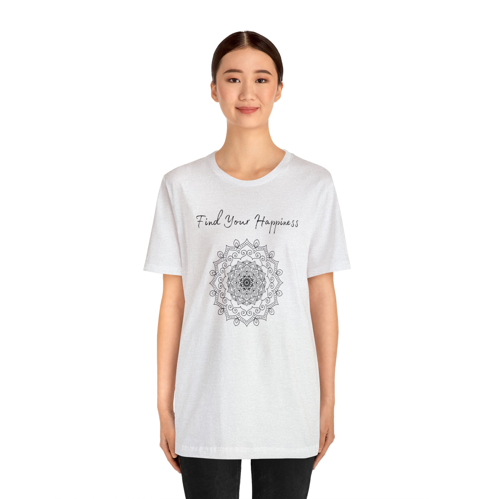 Find your Happiness mandala Unisex Jersey Short Sleeve Tee in 15 colors
