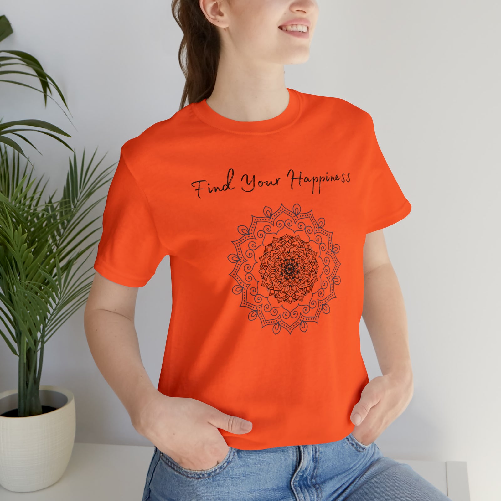 Find your Happiness mandala Unisex Jersey Short Sleeve Tee in 15 colors