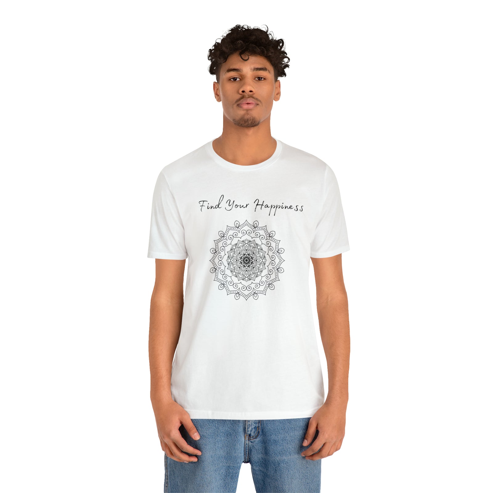 Find your Happiness mandala Unisex Jersey Short Sleeve Tee in 15 colors