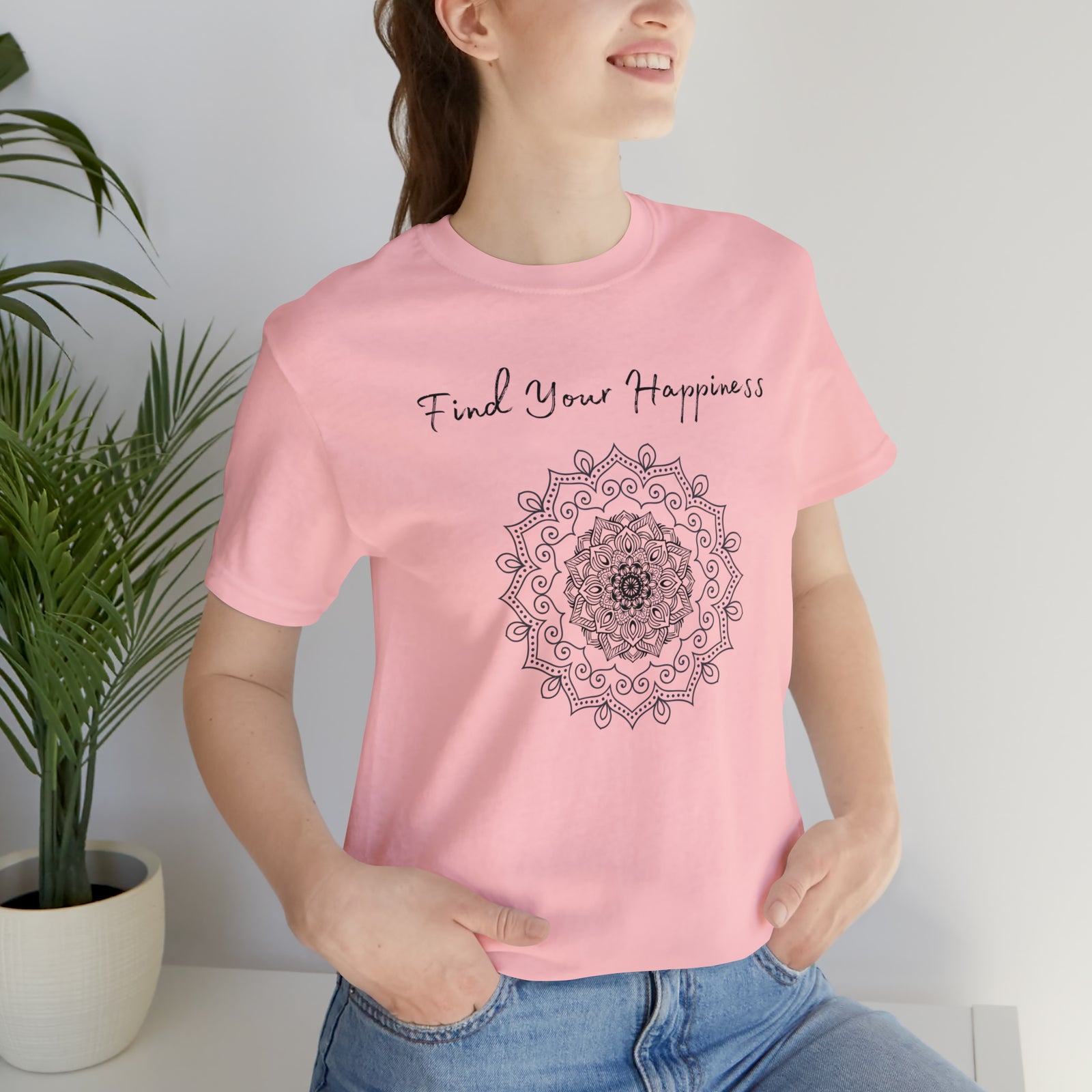 Find your Happiness mandala Unisex Jersey Short Sleeve Tee in 15 colors