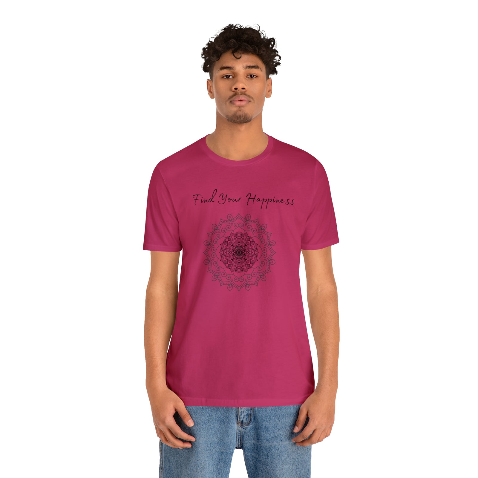 Find your Happiness mandala Unisex Jersey Short Sleeve Tee in 15 colors