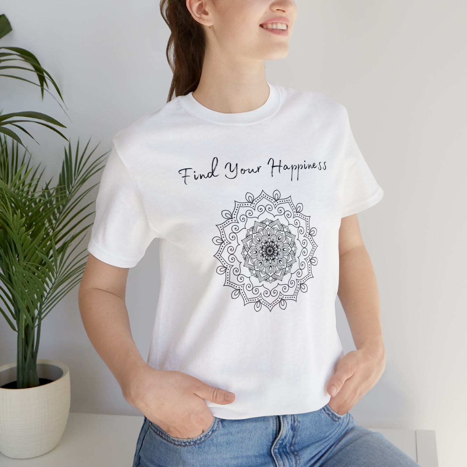 Find your Happiness mandala Unisex Jersey Short Sleeve Tee in 15 colors