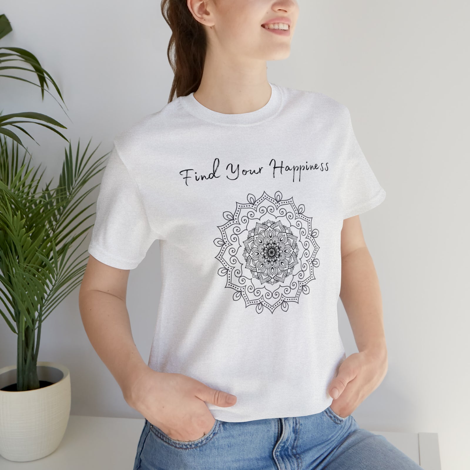 Find your Happiness mandala Unisex Jersey Short Sleeve Tee in 15 colors