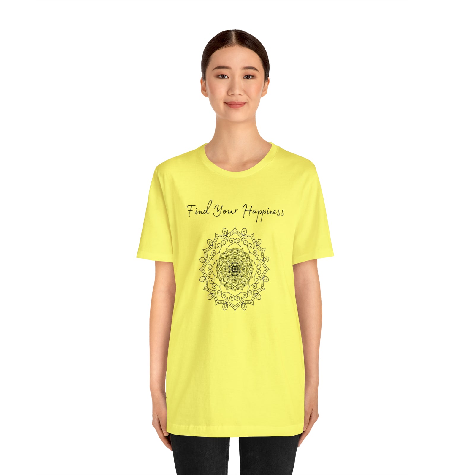 Find your Happiness mandala Unisex Jersey Short Sleeve Tee in 15 colors