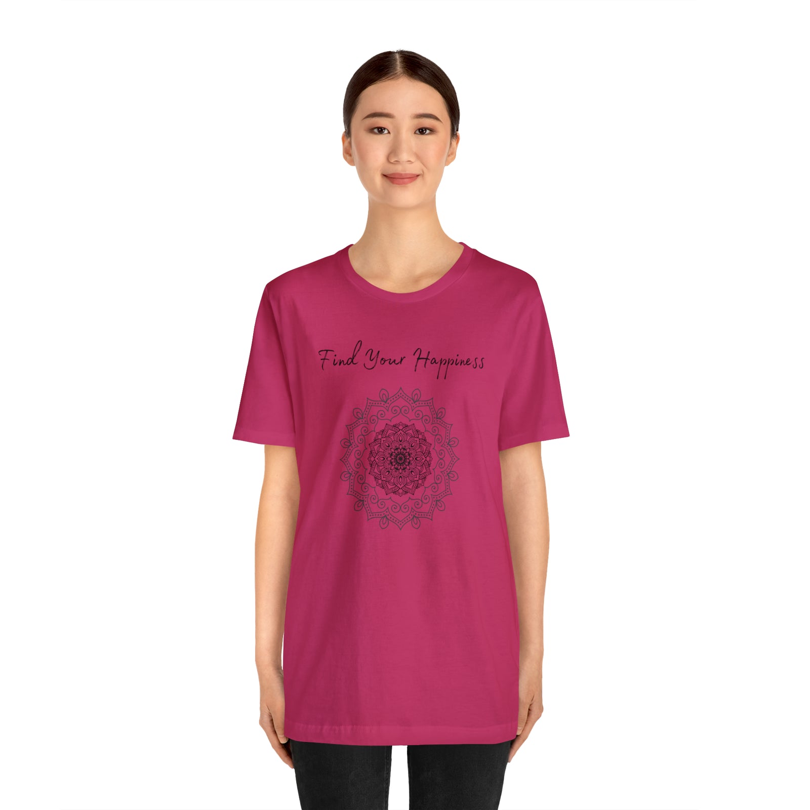 Find your Happiness mandala Unisex Jersey Short Sleeve Tee in 15 colors