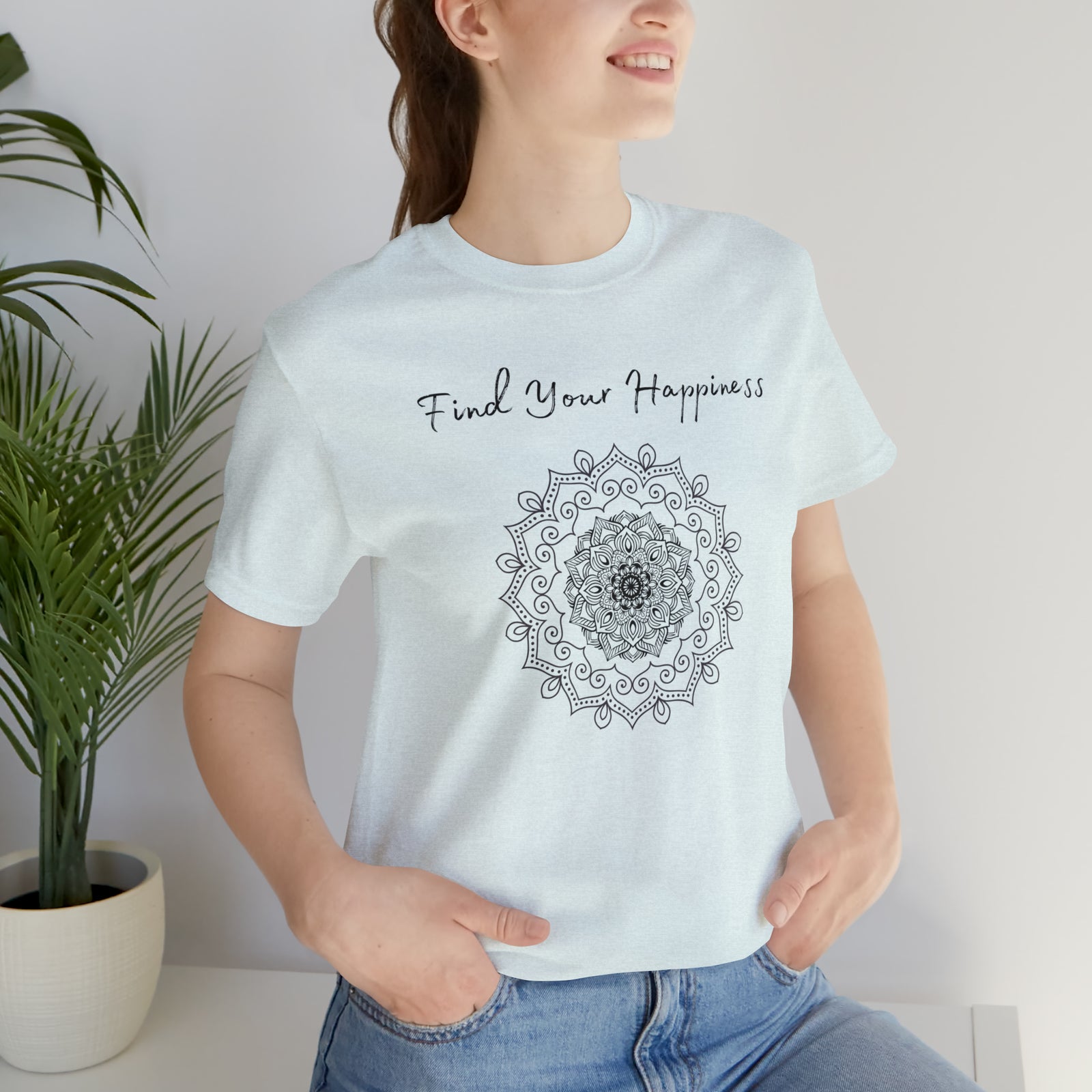 Find your Happiness mandala Unisex Jersey Short Sleeve Tee in 15 colors