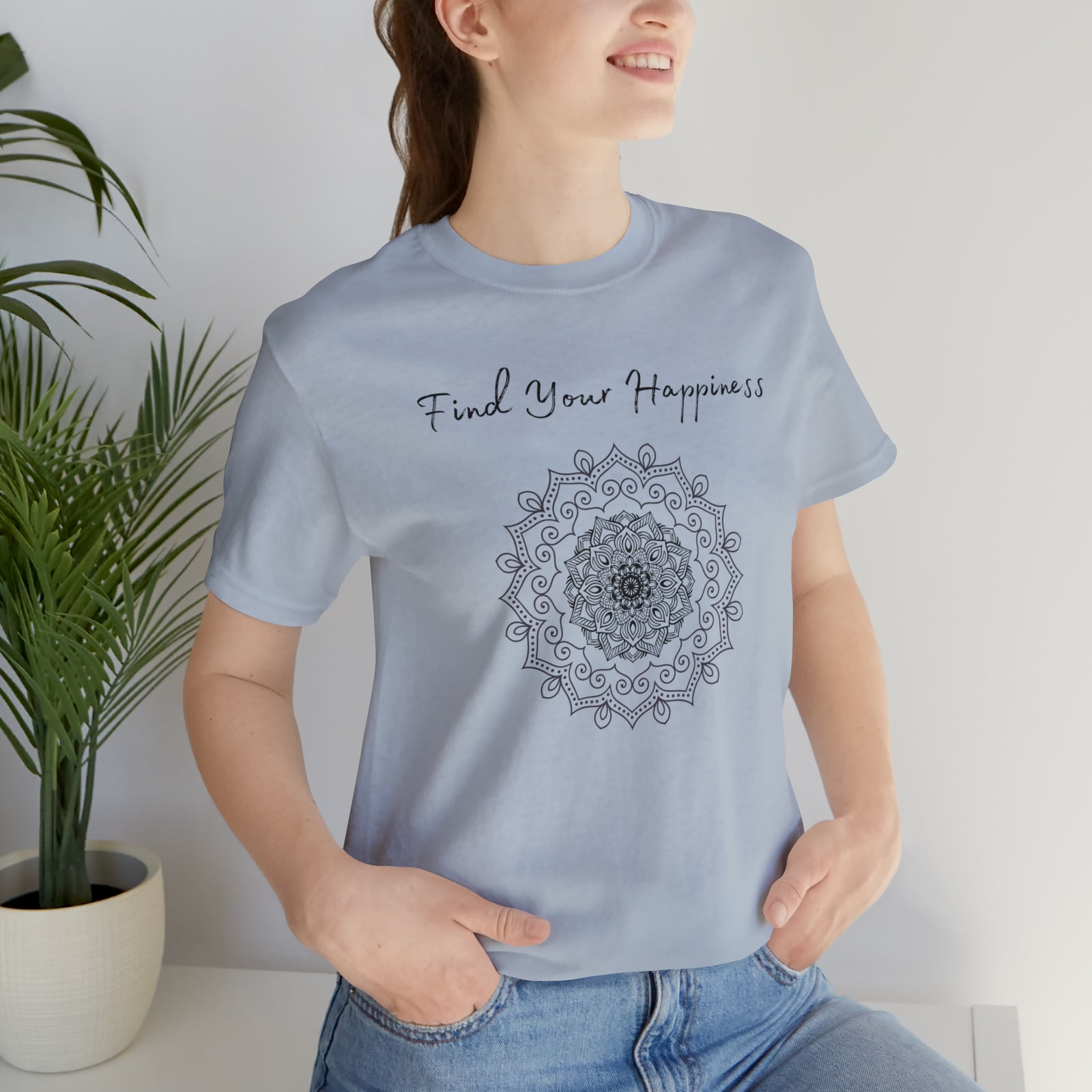 Find your Happiness mandala Unisex Jersey Short Sleeve Tee in 15 colors