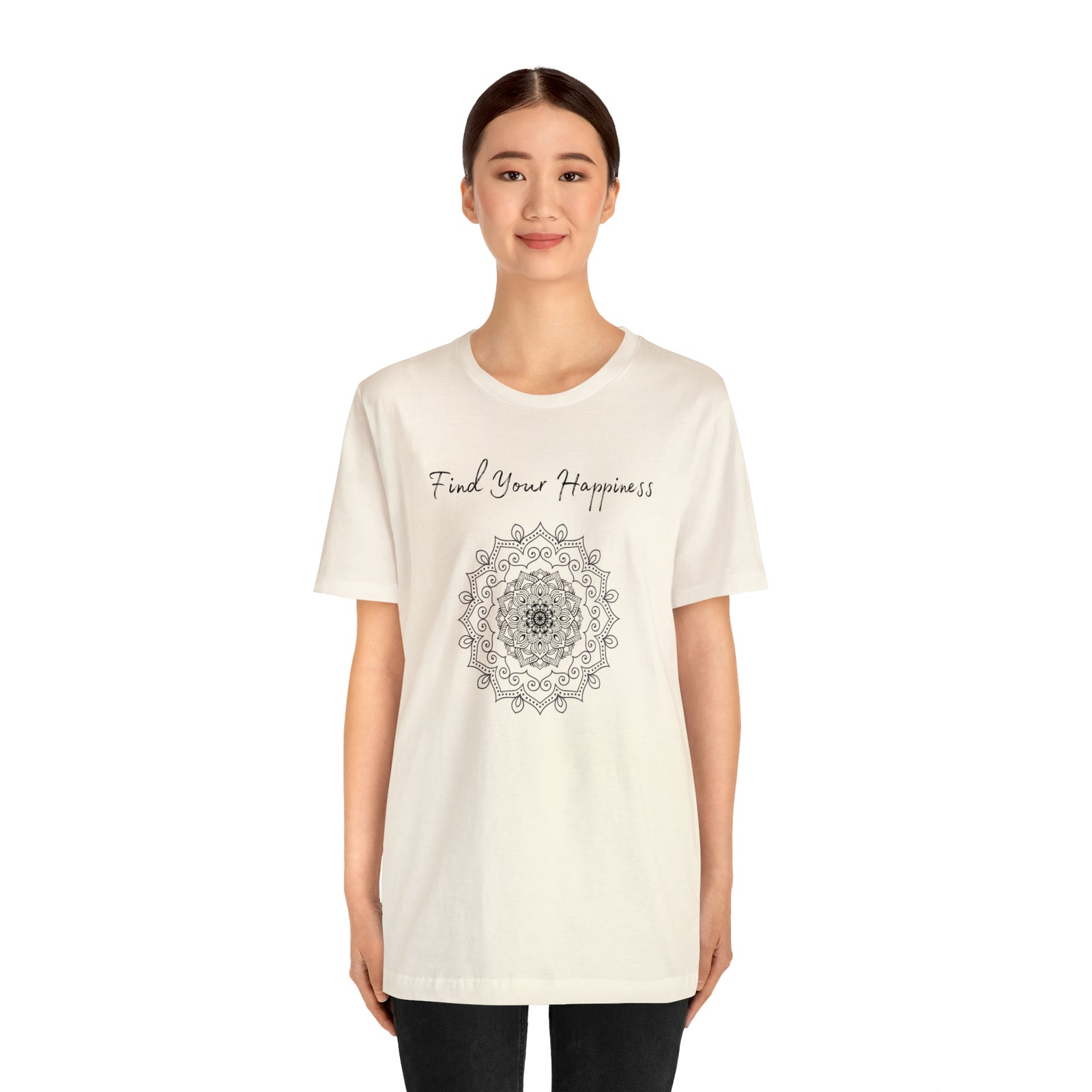 Find your Happiness mandala Unisex Jersey Short Sleeve Tee in 15 colors