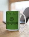Find your Balance mandala Green background **Ceramic Mug 15oz