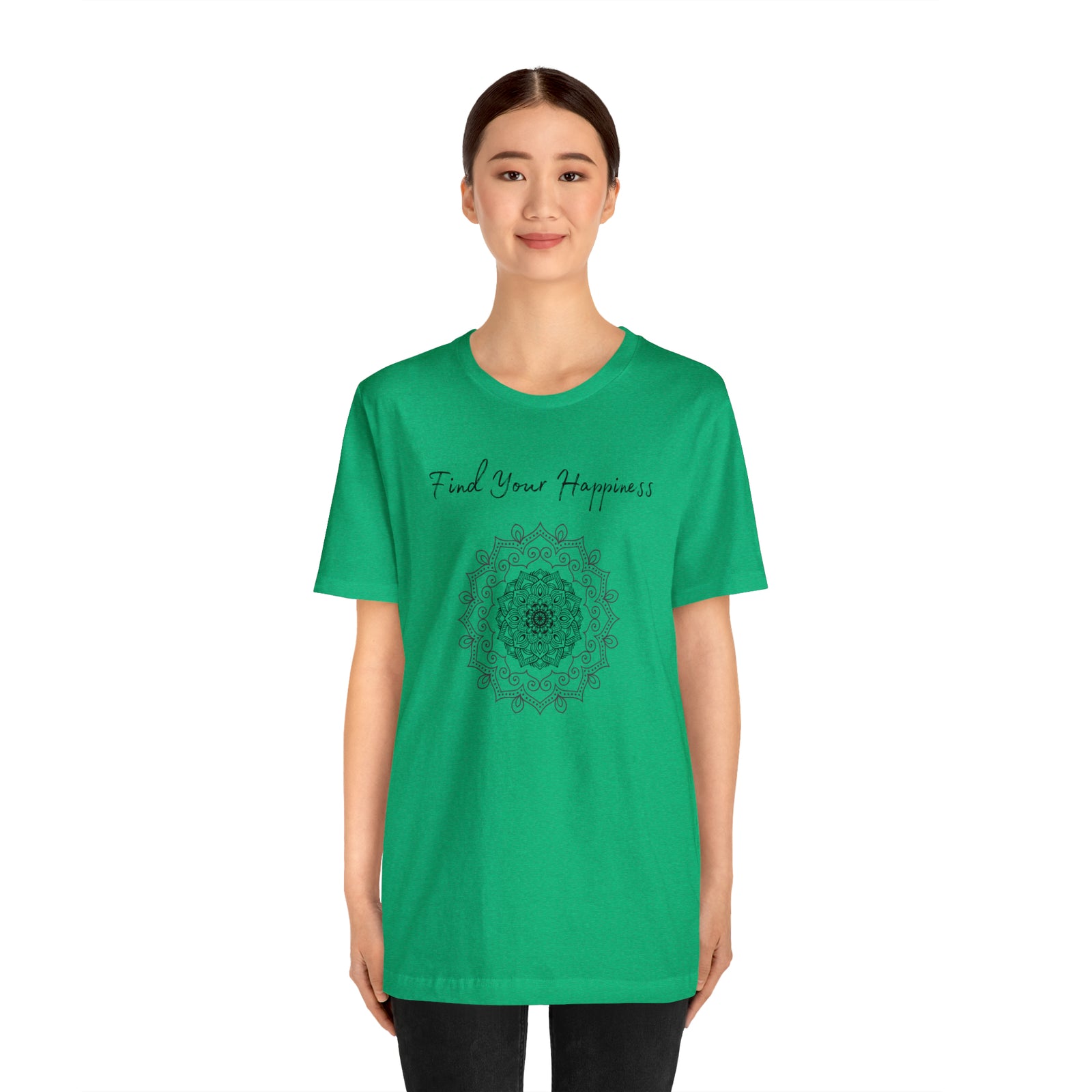 Find your Happiness mandala Unisex Jersey Short Sleeve Tee in 15 colors