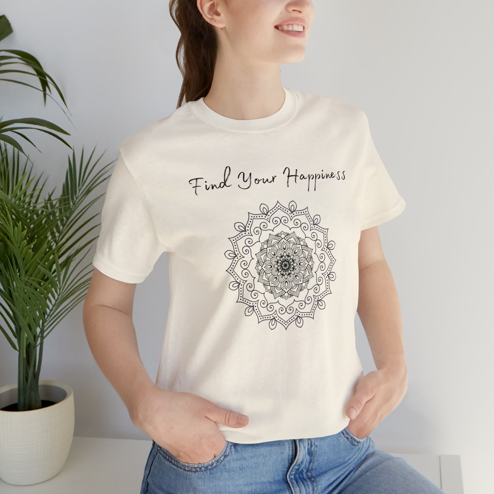 Find your Happiness mandala Unisex Jersey Short Sleeve Tee in 15 colors