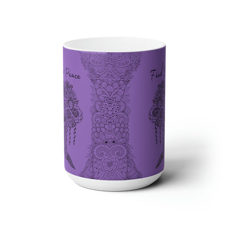 Find your Peace mandala tree lilac background **Ceramic Mug 15oz