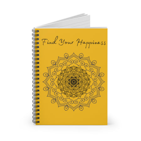 Find your Happiness mandala--Yellow  Spiral Notebook - Ruled Line