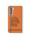 Phone Flip faux leather case with pockets and card storage. Strength lion Mandala design-orange