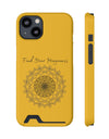 Phone Case With Card Holder Happiness Mandala -Yellow