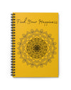 Find your Happiness mandala--Yellow  Spiral Notebook - Ruled Line