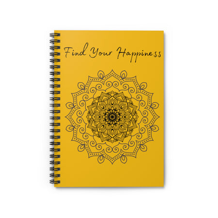 Find your Happiness mandala--Yellow  Spiral Notebook - Ruled Line