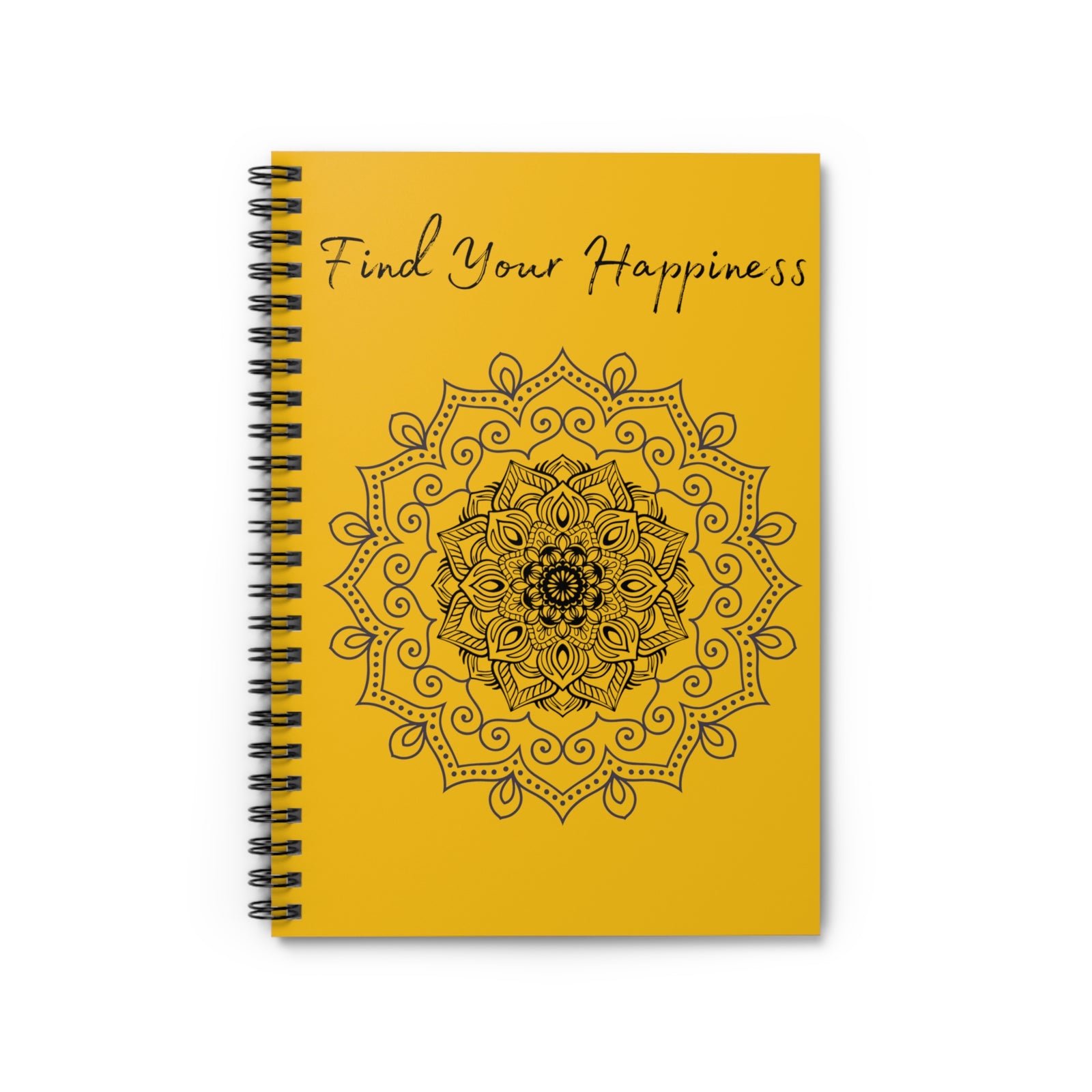 Find your Happiness mandala--Yellow  Spiral Notebook - Ruled Line