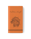 Phone Flip faux leather case with pockets and card storage. Strength lion Mandala design-orange