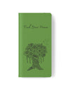 Phone Flip faux leather case with pockets and card storage. Peace Tree Mandala design-Green