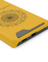 Phone Case With Card Holder Happiness Mandala -Yellow