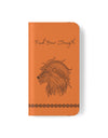 Phone Flip faux leather case with pockets and card storage. Strength lion Mandala design-orange