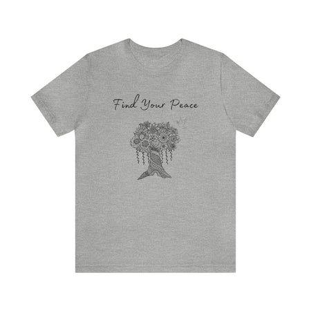 Find Your Peace mandala tree- with dove  Unisex Jersey Short Sleeve Tee- 15 colors