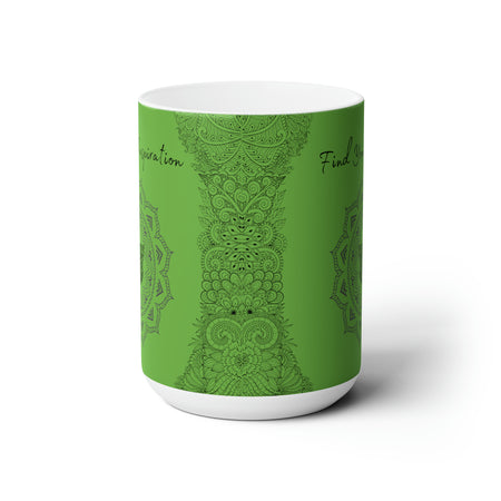 Find your Inspiration butterfly mandala Green background **Ceramic Mug 15oz