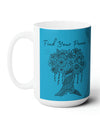 Find your Peace mandala tree Turquoise blue background **Ceramic Mug 15oz