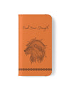 Phone Flip faux leather case with pockets and card storage. Strength lion Mandala design-orange