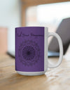 Find your Happiness mandala Purple violet background **Ceramic Mug 15oz