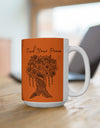 Find your Peace mandala tree orange background **Ceramic Mug 15oz