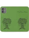 Phone Flip faux leather case with pockets and card storage. Peace Tree Mandala design-Green