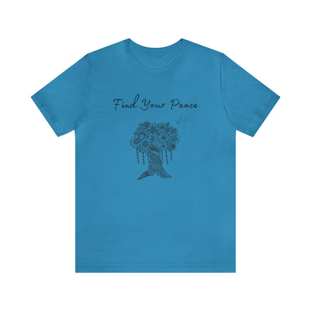 Find Your Peace mandala tree- with dove  Unisex Jersey Short Sleeve Tee- 15 colors