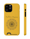 Phone Case With Card Holder Happiness Mandala -Yellow