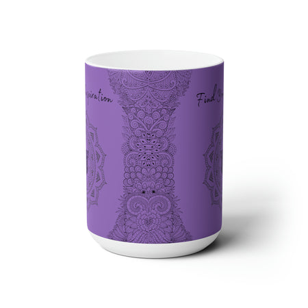 Find your Inspiration butterfly mandala Purple  background **Ceramic Mug 15oz