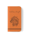 Phone Flip faux leather case with pockets and card storage. Strength lion Mandala design-orange