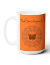 Find your Inspiration butterfly mandala orange background **Ceramic Mug 15oz