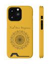 Phone Case With Card Holder Happiness Mandala -Yellow