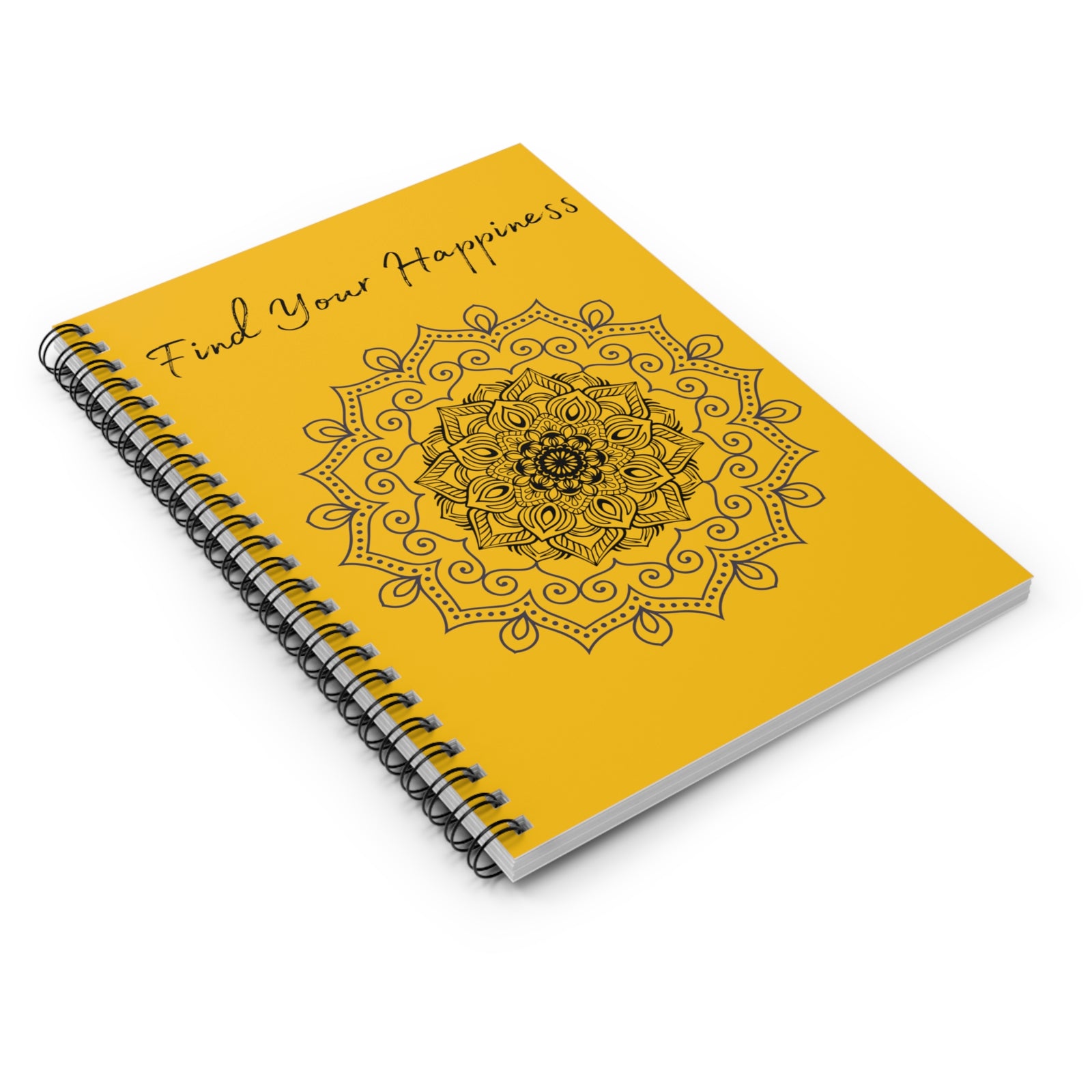 Find your Happiness mandala--Yellow  Spiral Notebook - Ruled Line