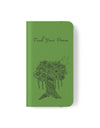 Phone Flip faux leather case with pockets and card storage. Peace Tree Mandala design-Green