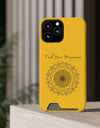 Phone Case With Card Holder Happiness Mandala -Yellow