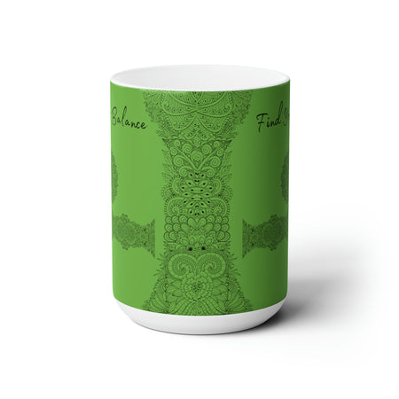 Find your Balance mandala Green background **Ceramic Mug 15oz