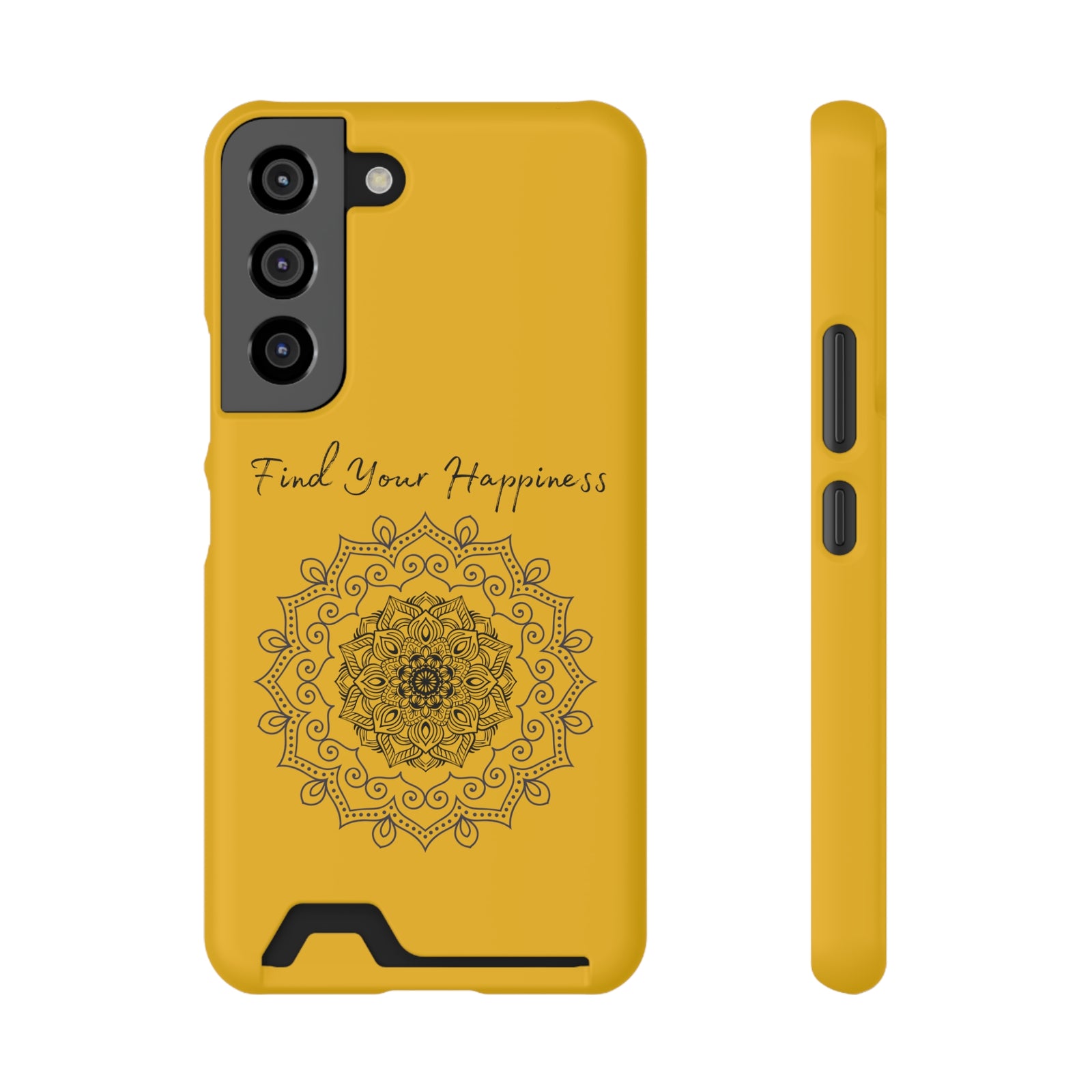 Phone Case With Card Holder Happiness Mandala -Yellow