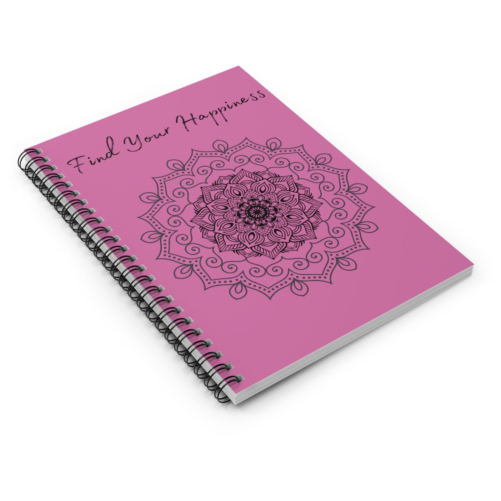 Find your Happiness mandala--Pink Spiral Notebook - Ruled Line