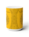 Find your Happiness mandala yellow background **Ceramic Mug 15oz