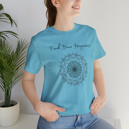 Find your Happiness mandala Unisex Jersey Short Sleeve Tee in 15 colors