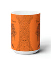 Find your Peace mandala tree orange background **Ceramic Mug 15oz