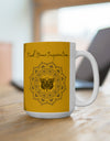 Find your Inspiration butterfly mandala Yellow background **Ceramic Mug 15oz