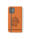 Phone Flip faux leather case with pockets and card storage. Strength lion Mandala design-orange